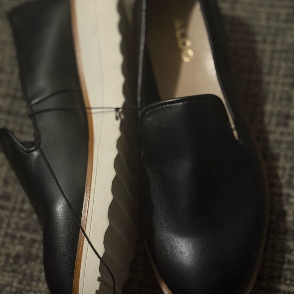 ALDO Black Leather Slip-On Shoes